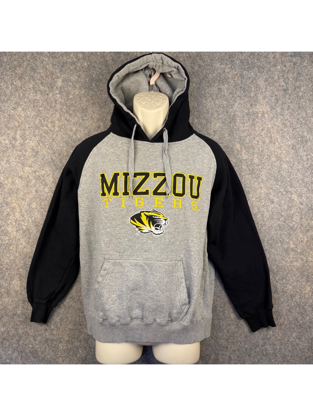 Missouri Mizzou Tigers Fleece Hoodie Gray Black Gold Women Size Large 214